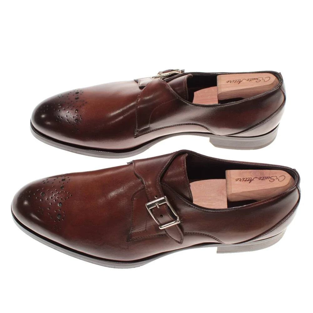 Pastori NWB Single Monk Strap Dress Shoes Size 9.5 US in Whiskey Brown Leather